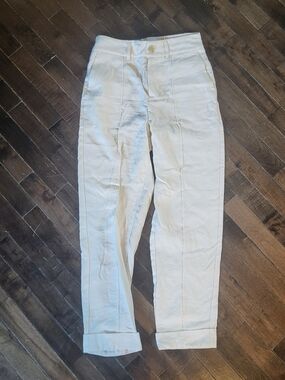 a new day White Straight-Leg Linen-Blend Pants